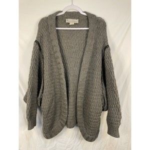 Vintage Marina Spadafora Med 100% Virgin Wool Gray Open Front Cardigan